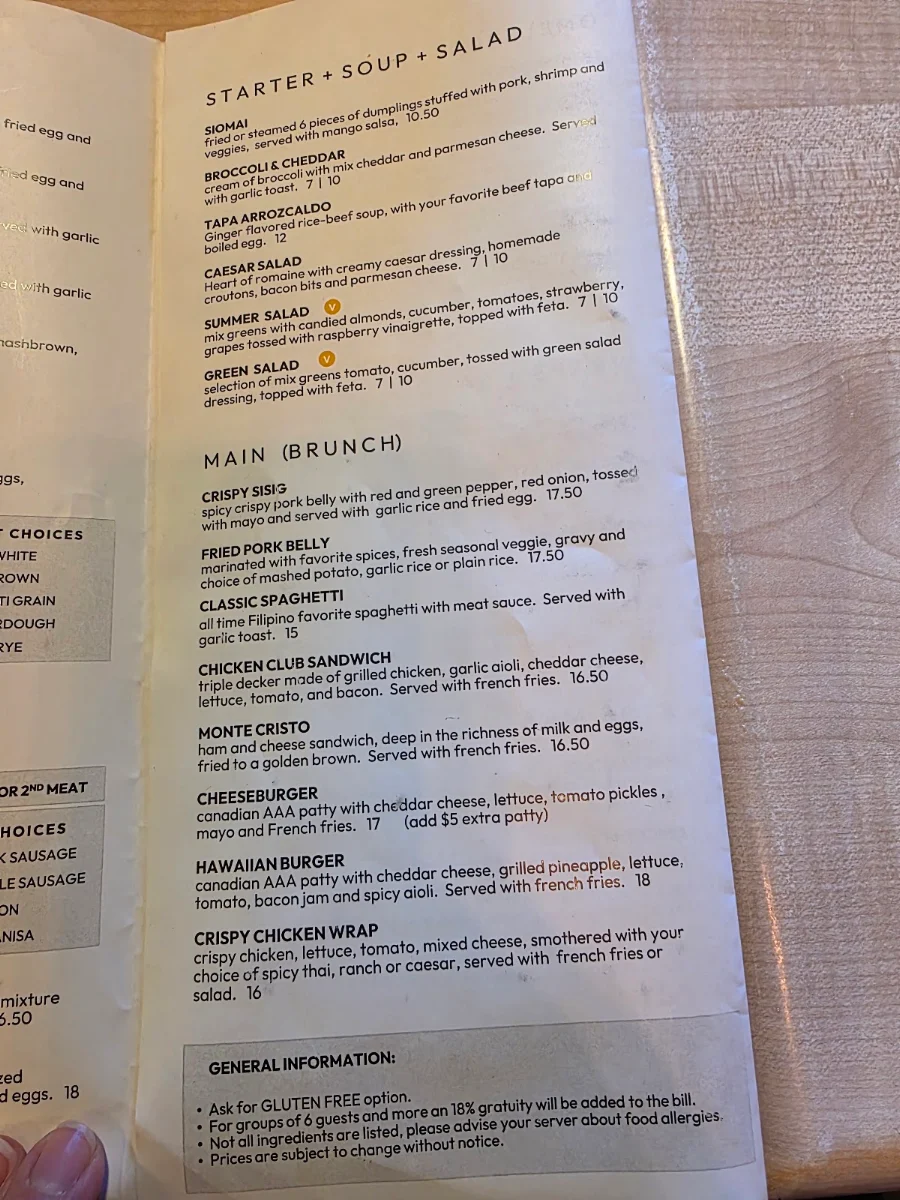 Menu, Rise N' Shine - Forest Lawn