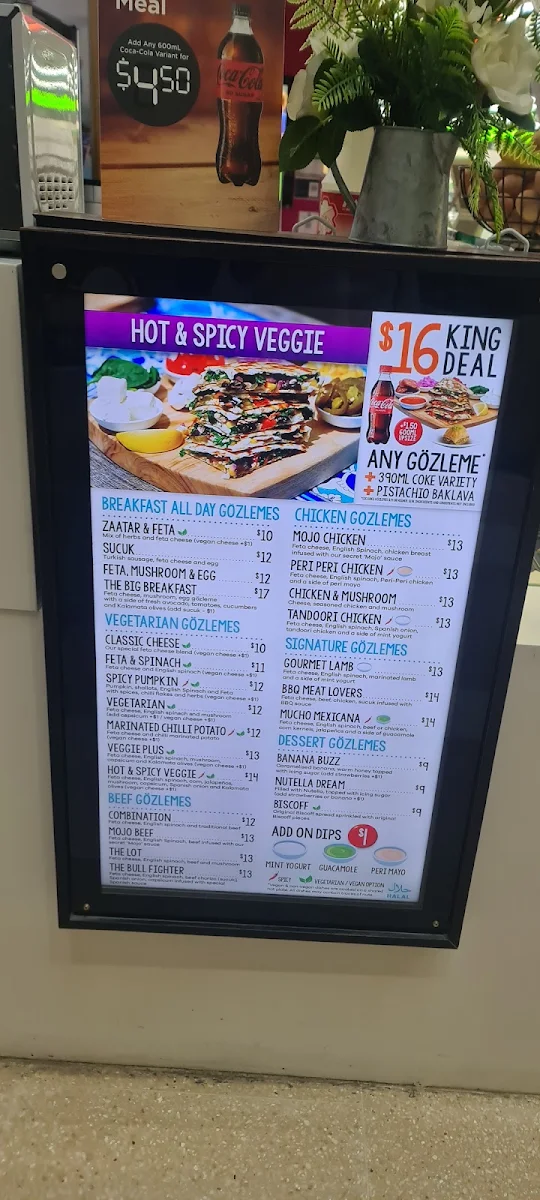 Menu, Gözleme King Blacktown