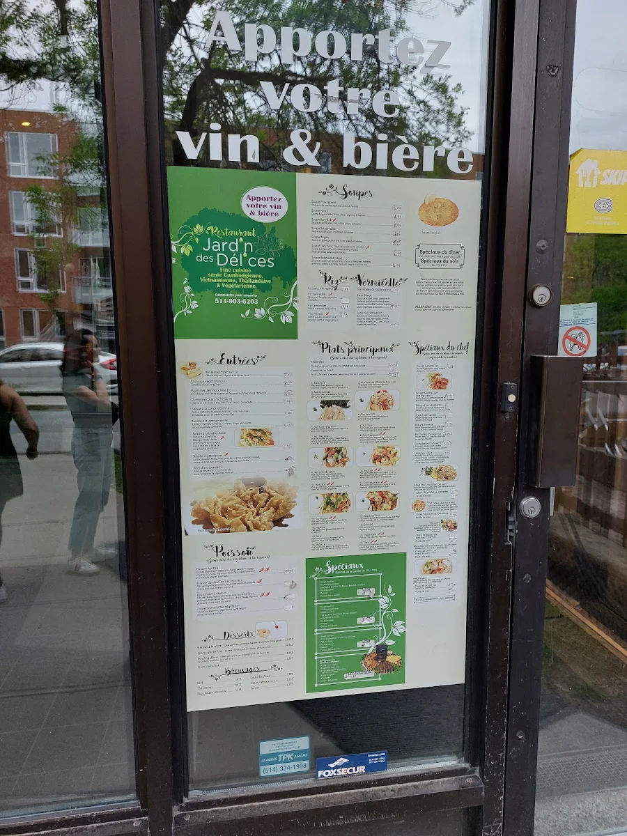 Menu, Restaurant Jardin des Délices