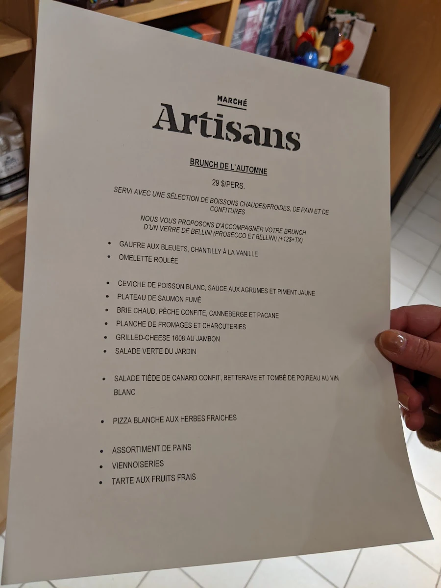 Menu, Artisans