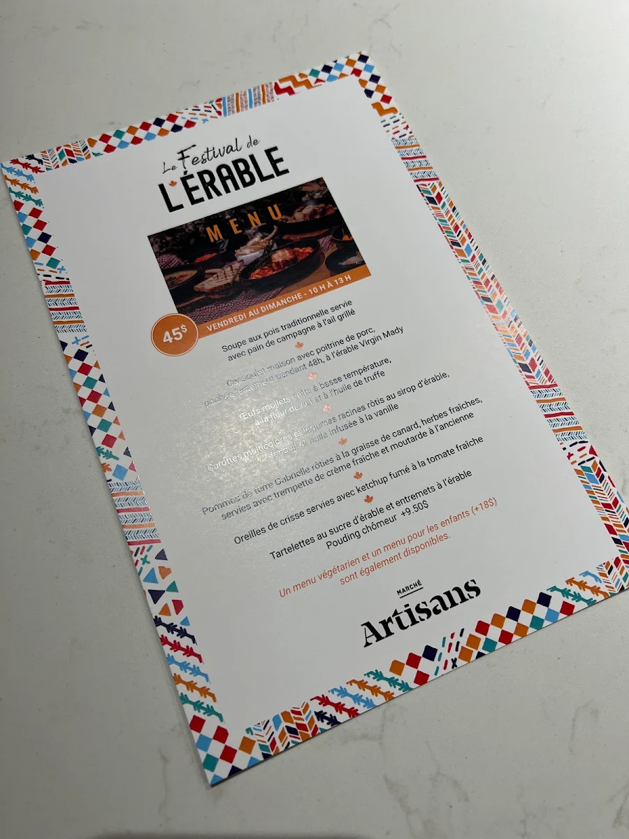 Menu, Artisans