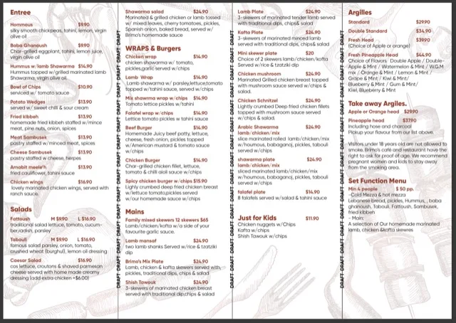 Menu, Brimo's Cafe & Restaurant & Merrylands Charcoal Chicken