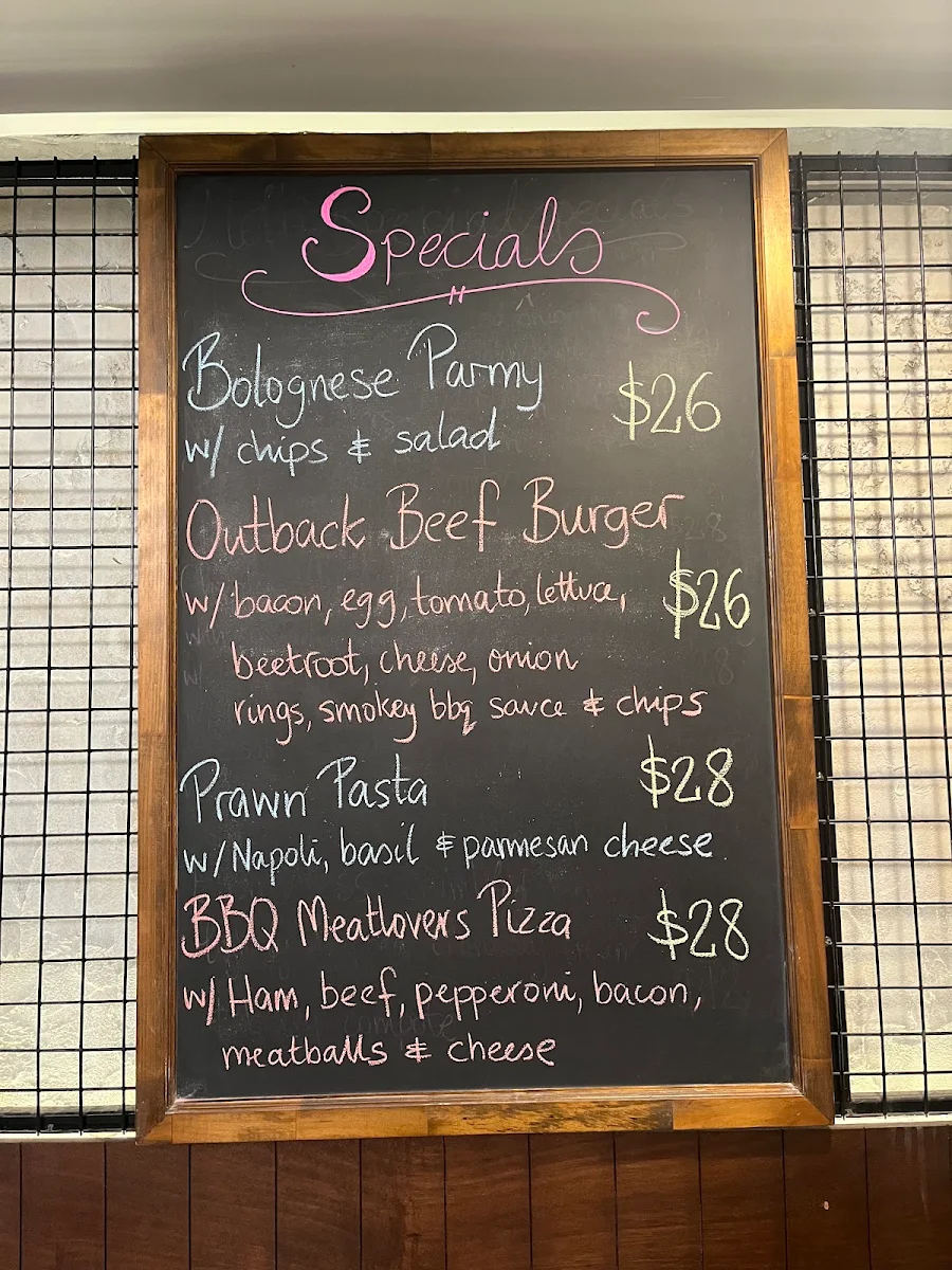Menu, Rocklea Hotel