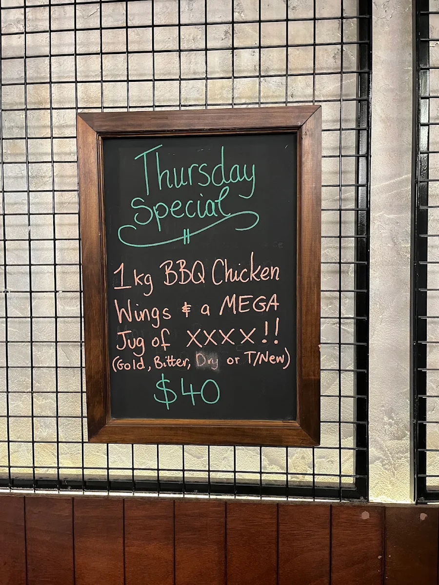 Menu, Rocklea Hotel