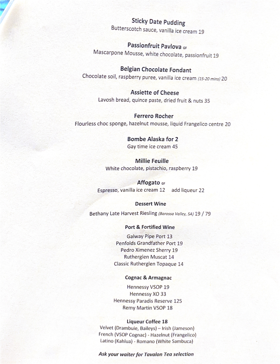 Menu, Waterfront Southgate