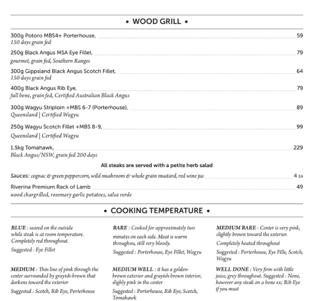 Menu, Waterfront Southgate