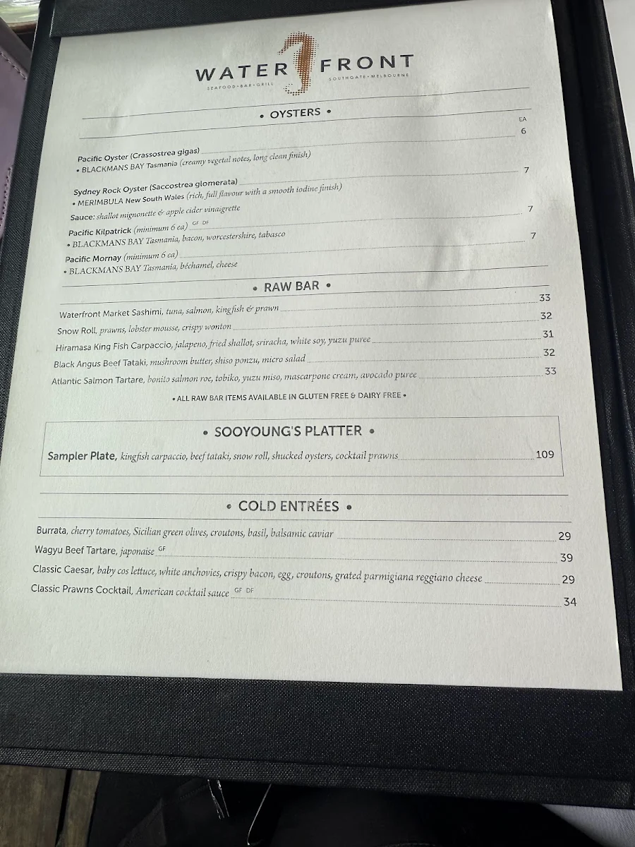 Menu, Waterfront Southgate