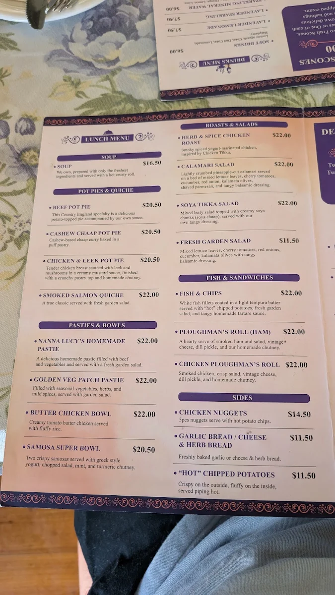 Menu, Lady Lavender's Tea Room