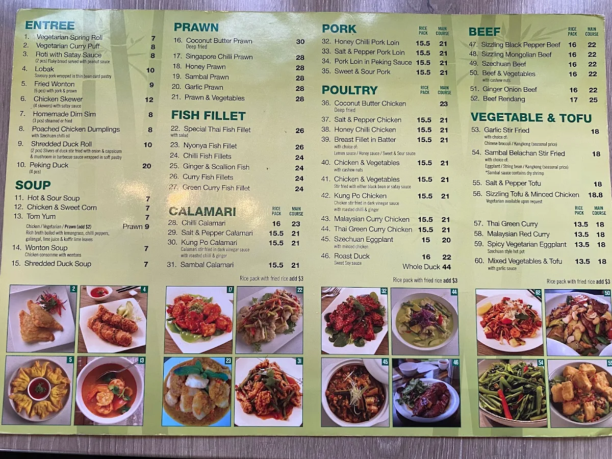 Menu, Asiana Kitchen