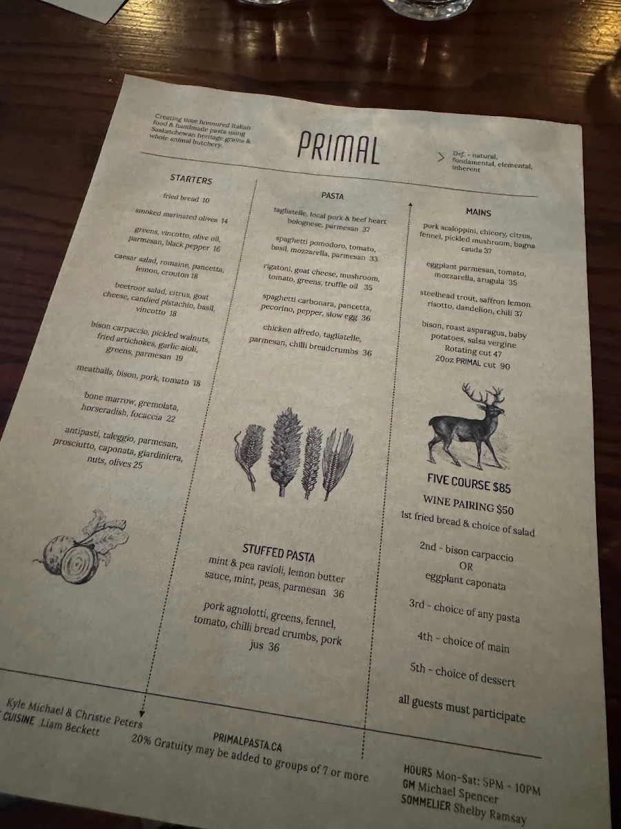 Menu, Primal