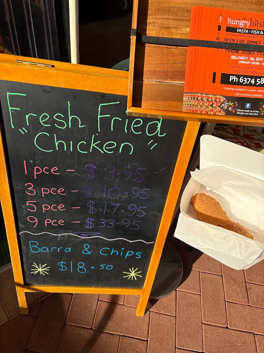 Menu, Hungry Birds Pizza