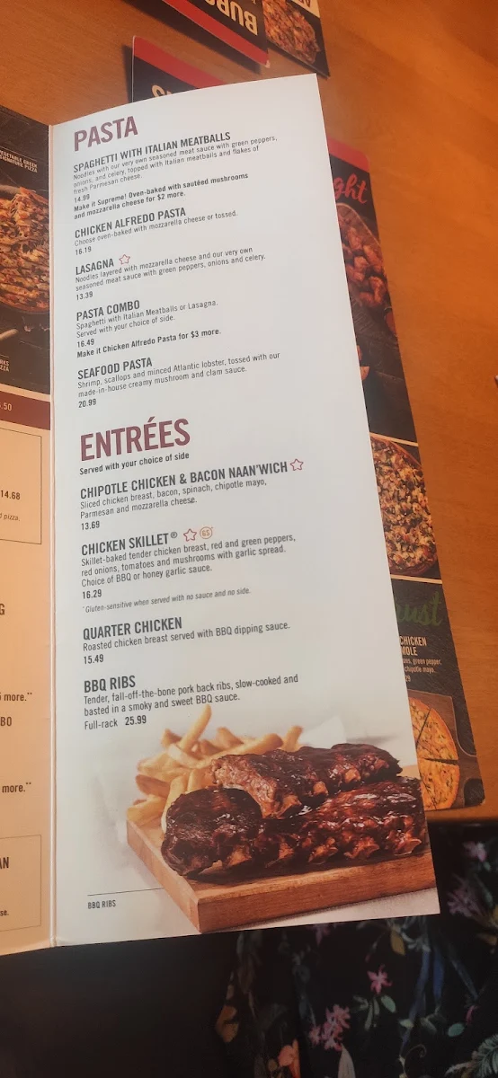 Menu, Pizza Delight