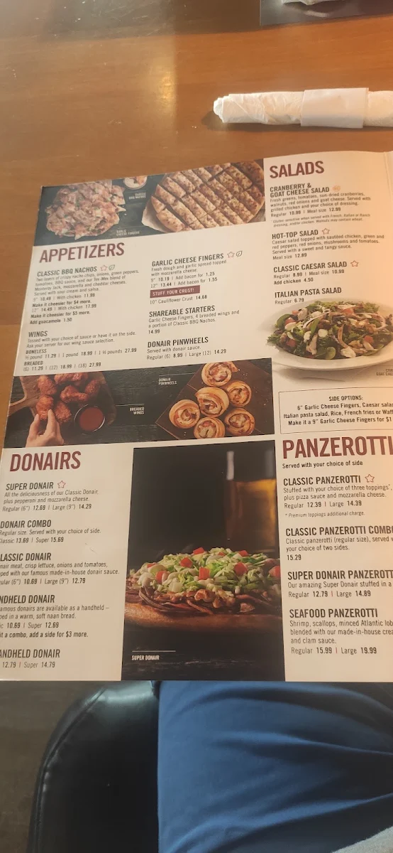 Menu, Pizza Delight
