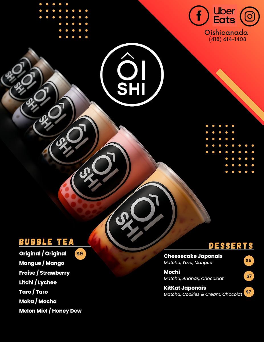 Menu, Oishi