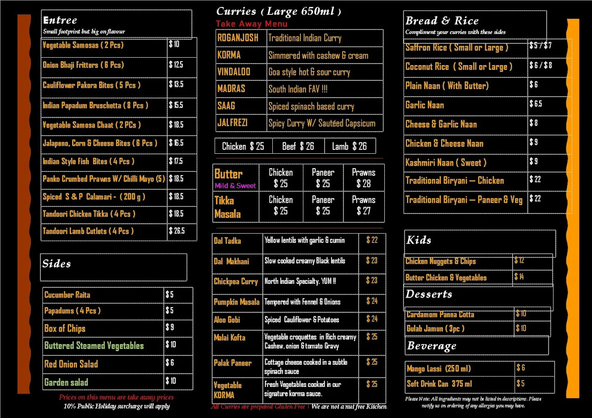 Menu, The Curry Club - Indian Restaurant
