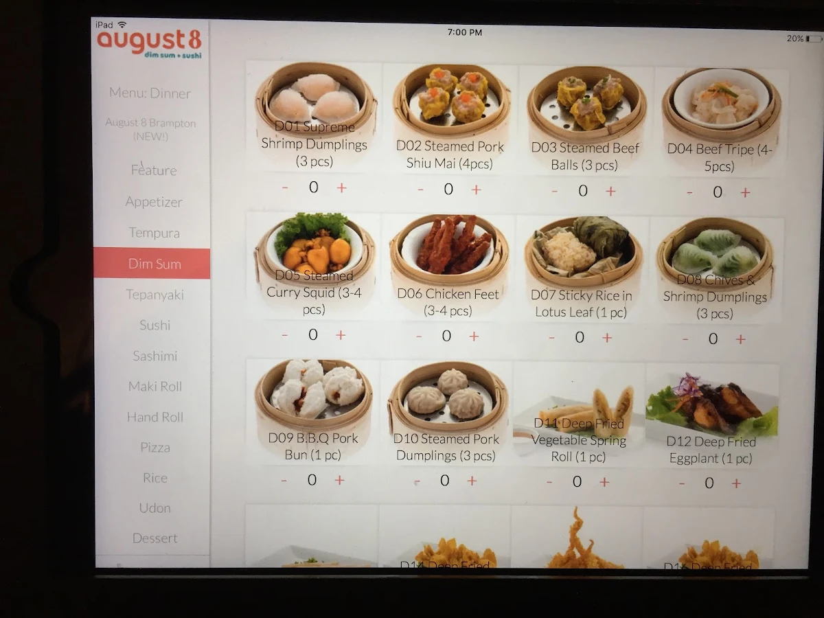 Menu, August 8 Brampton