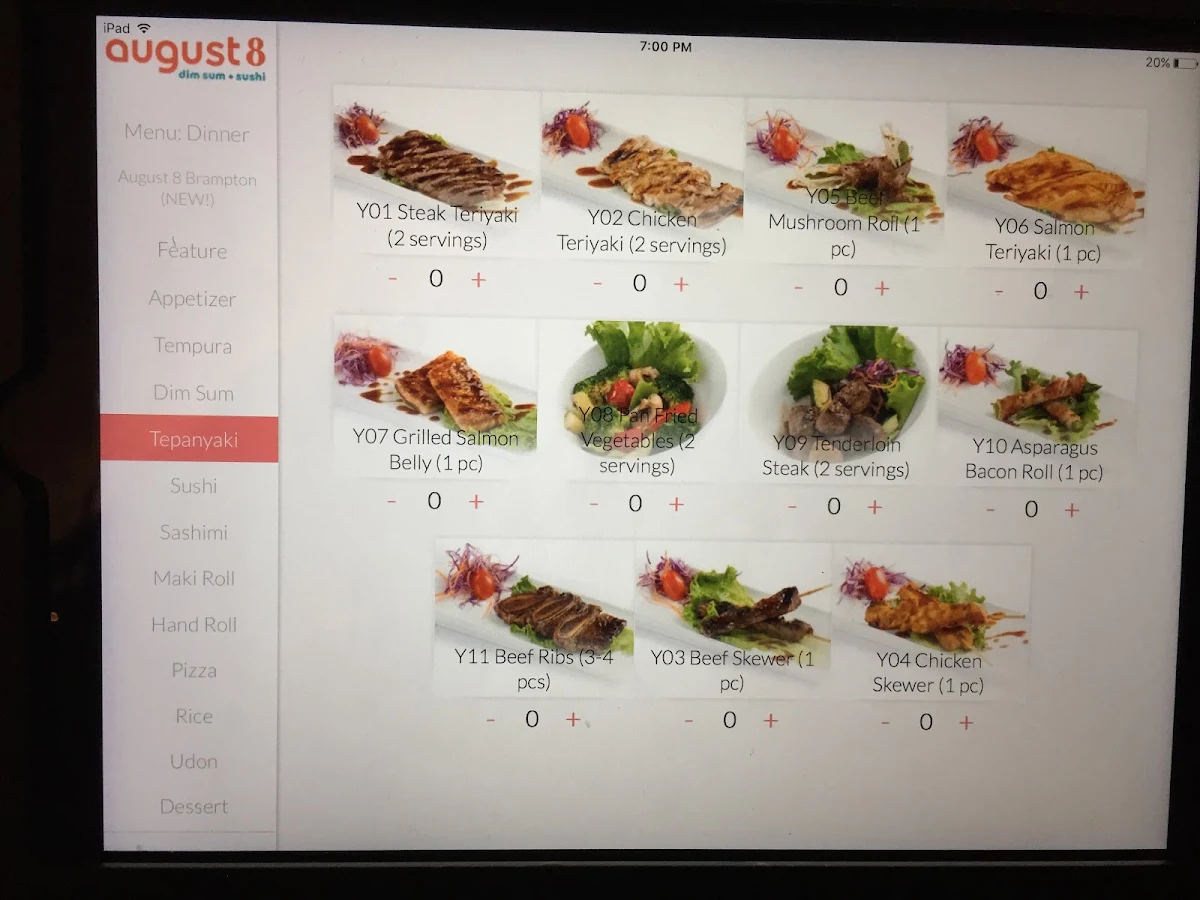 Menu, August 8 Brampton