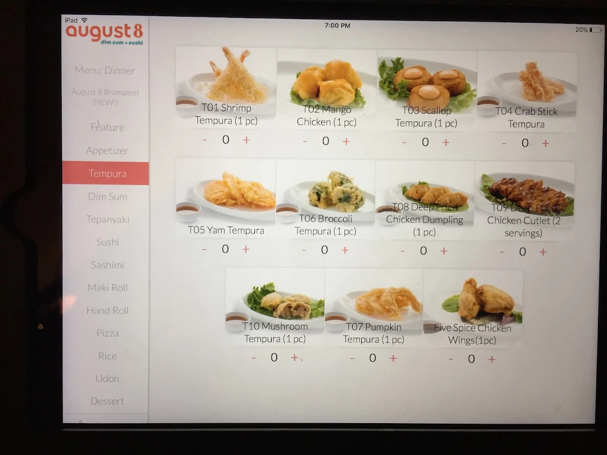 Menu, August 8 Brampton