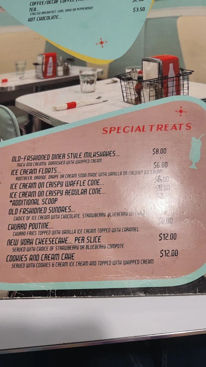 Menu, Johnny's Jukebox Diner
