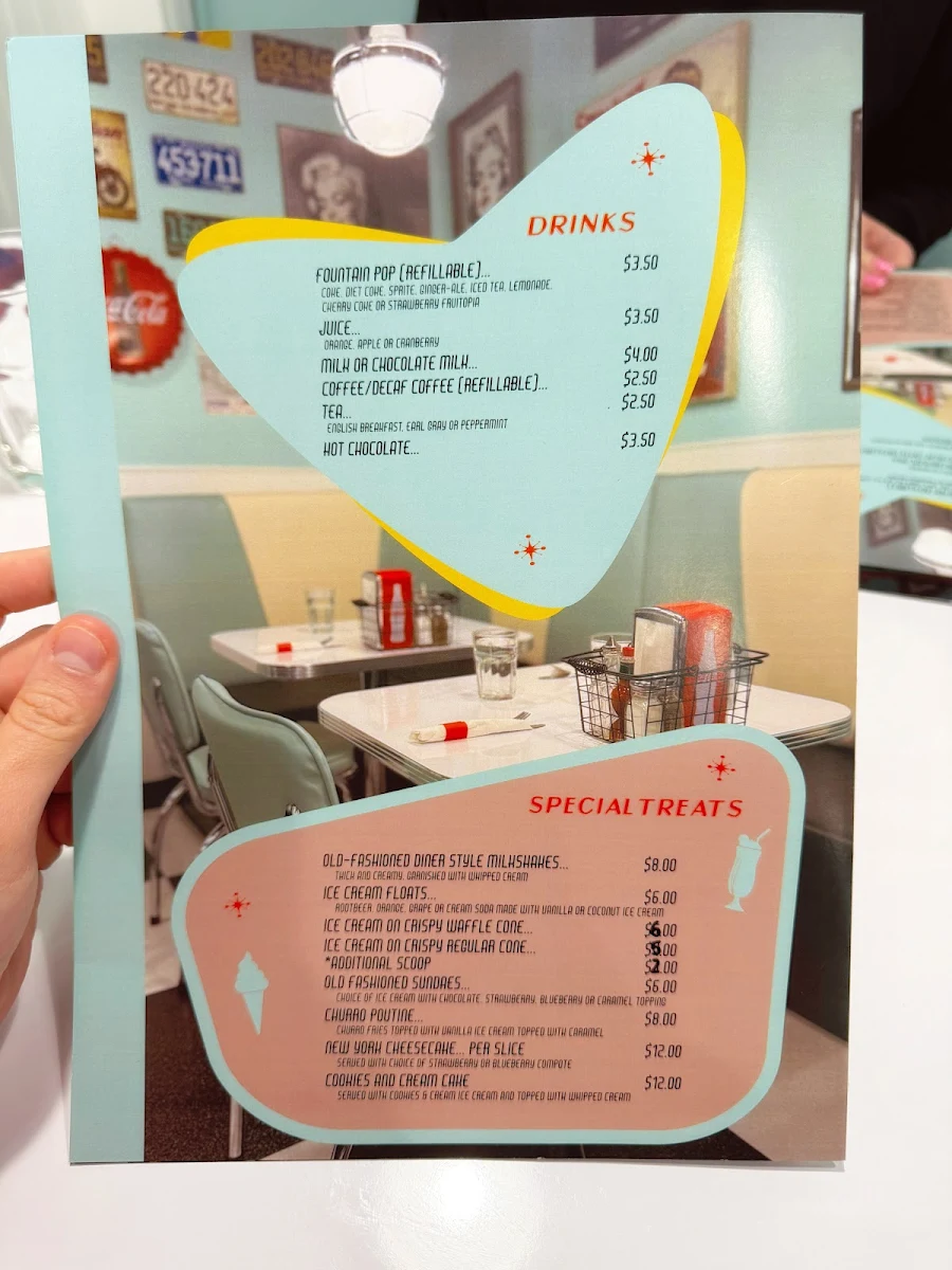 Menu, Johnny's Jukebox Diner
