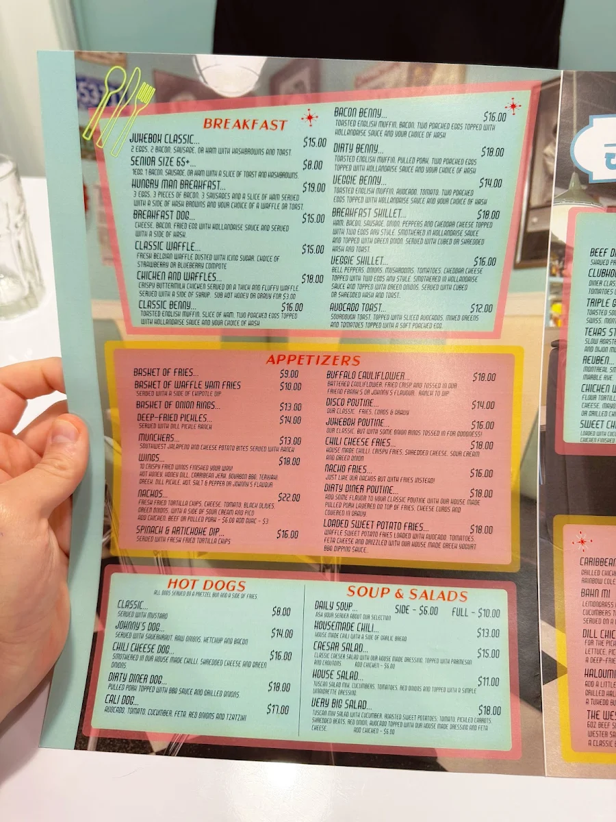 Menu, Johnny's Jukebox Diner
