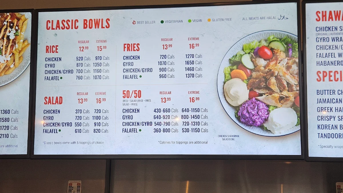 Menu, Tahini's Shawarma