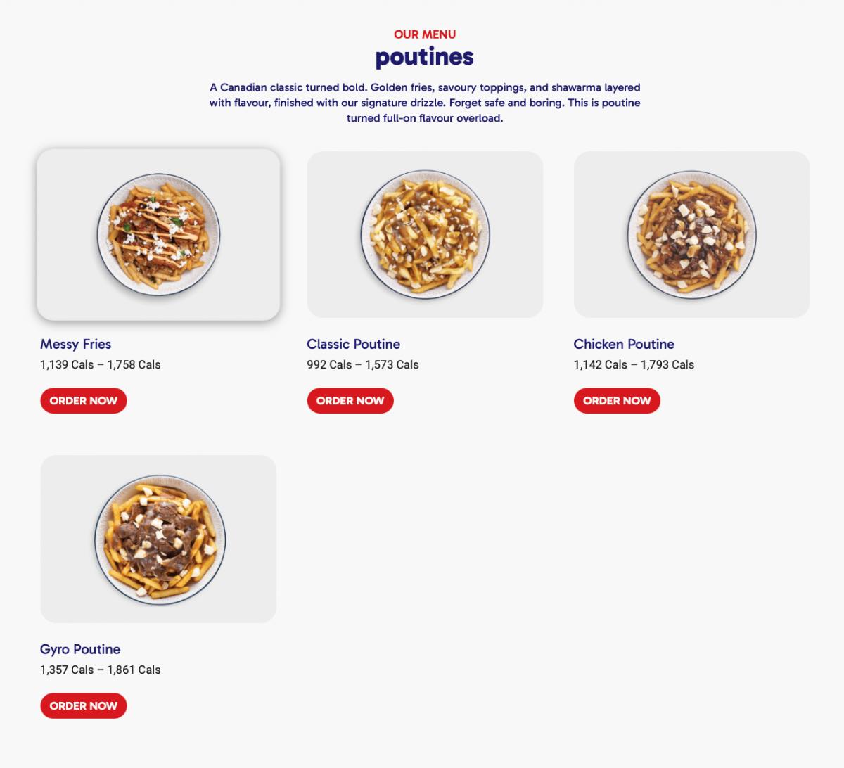 Menu, Tahini's Shawarma