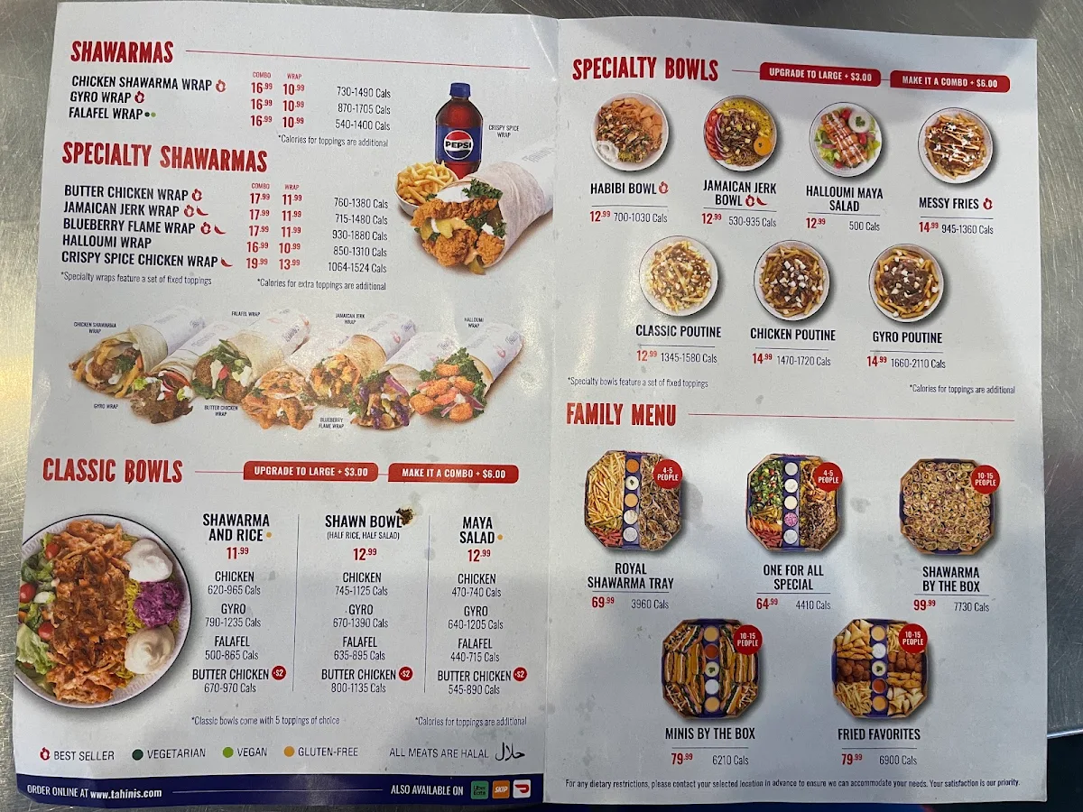 Menu, Tahini's Shawarma