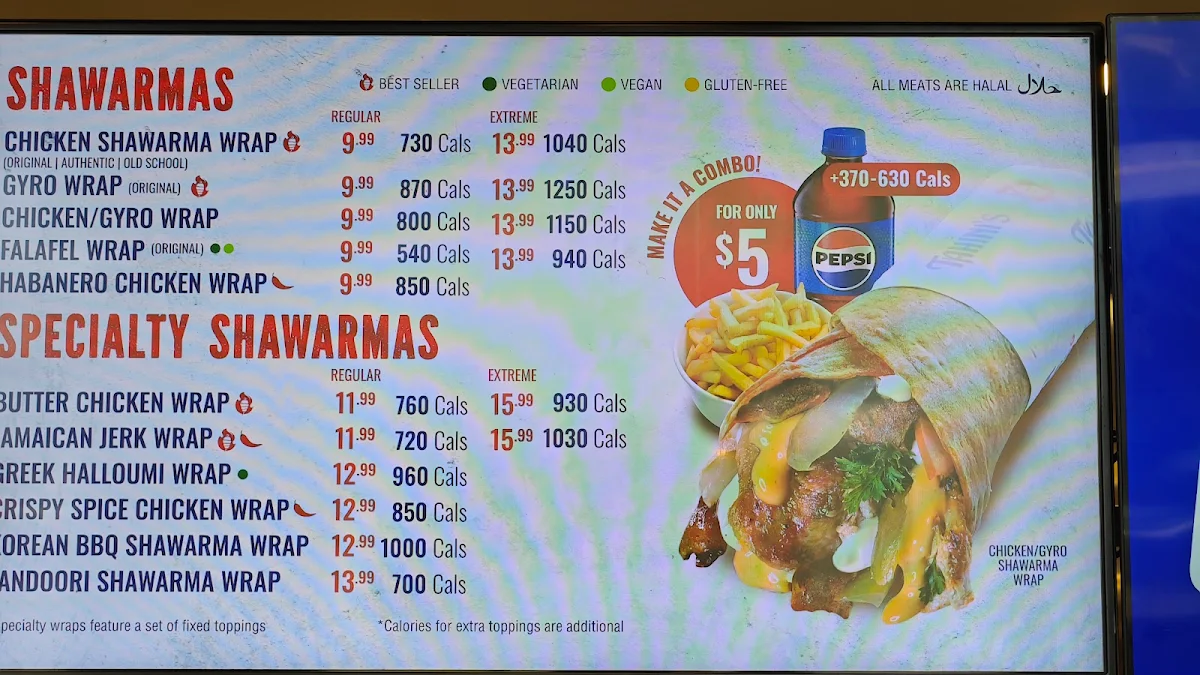 Menu, Tahini's Shawarma
