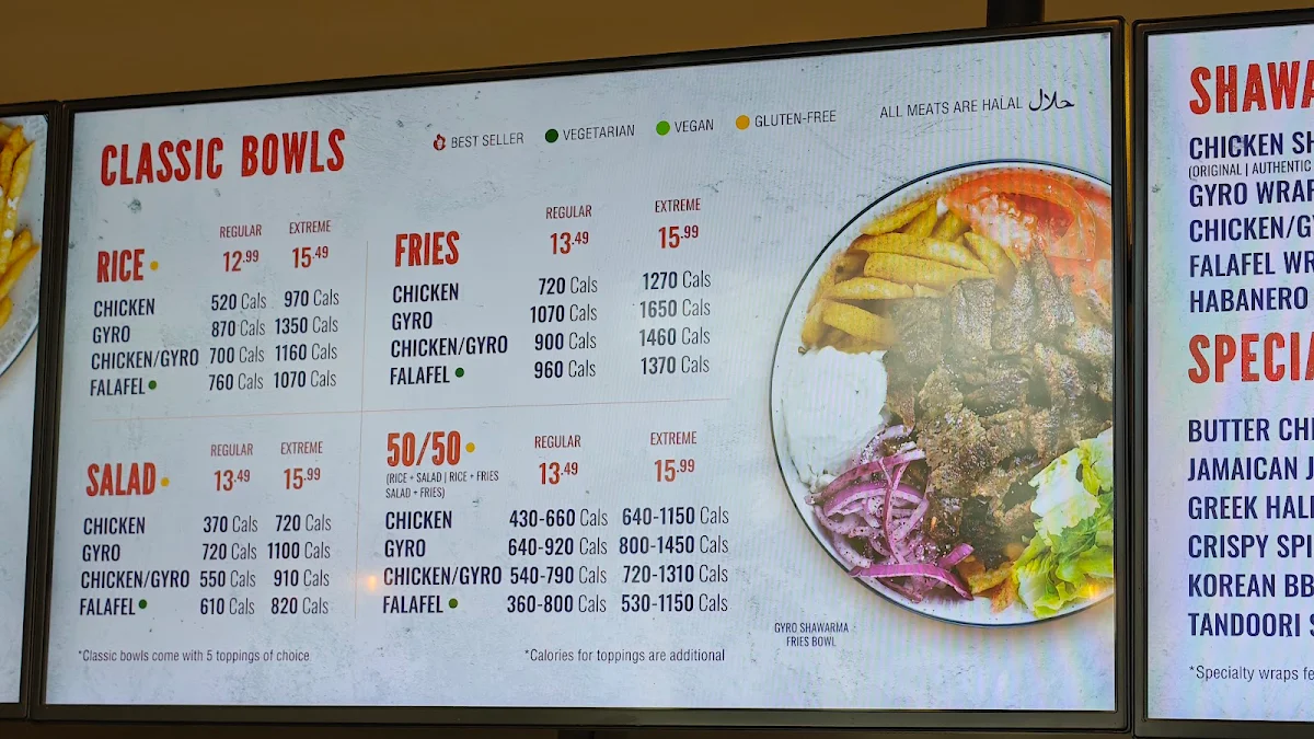 Menu, Tahini's Shawarma