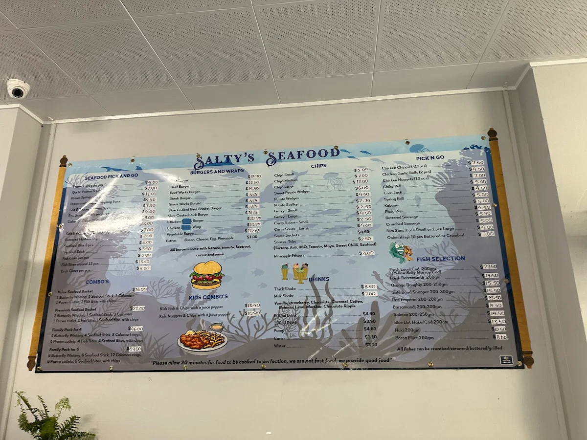 Menu, Saltys Seafood & Takeaway