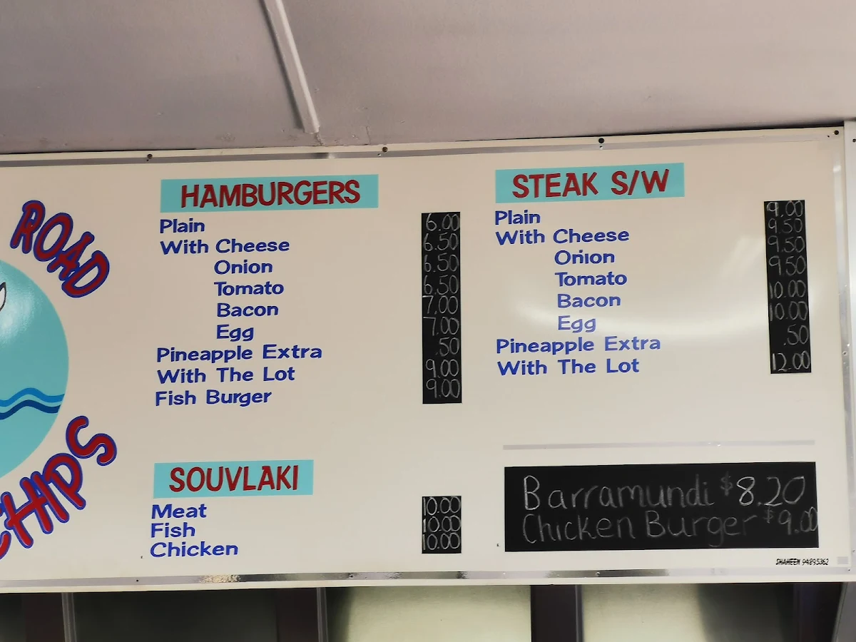 Menu, Hoffman's Road Fish & Chips