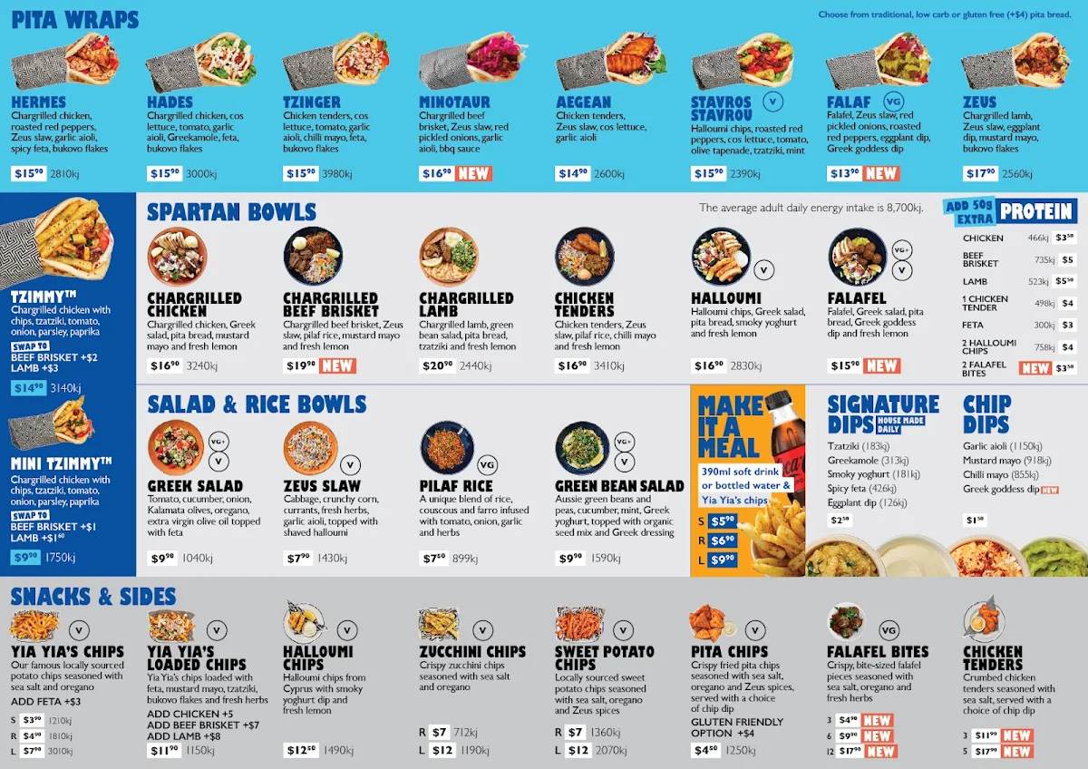 Menu, Zeus Street Greek Cherrybrook
