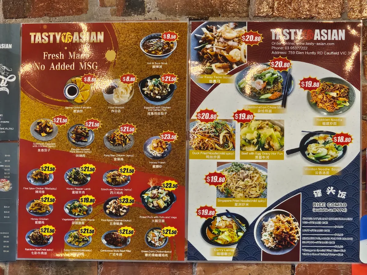 Menu, Tasty Asian