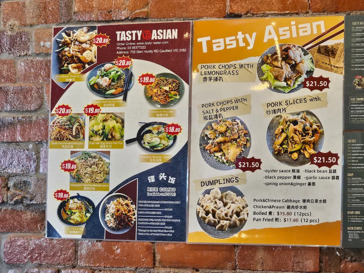 Menu, Tasty Asian