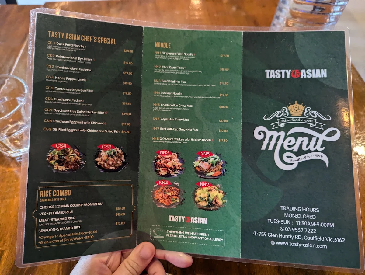 Menu, Tasty Asian