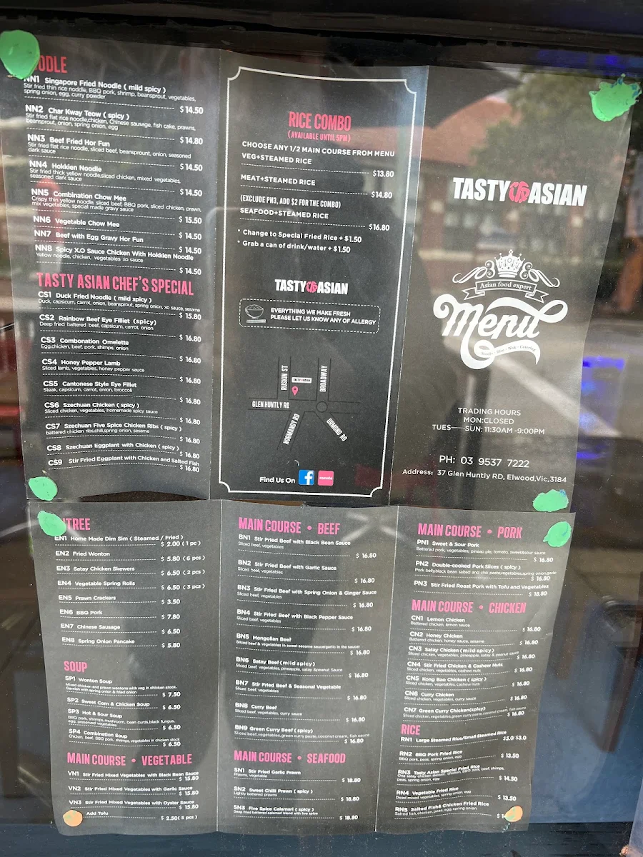 Menu, Tasty Asian