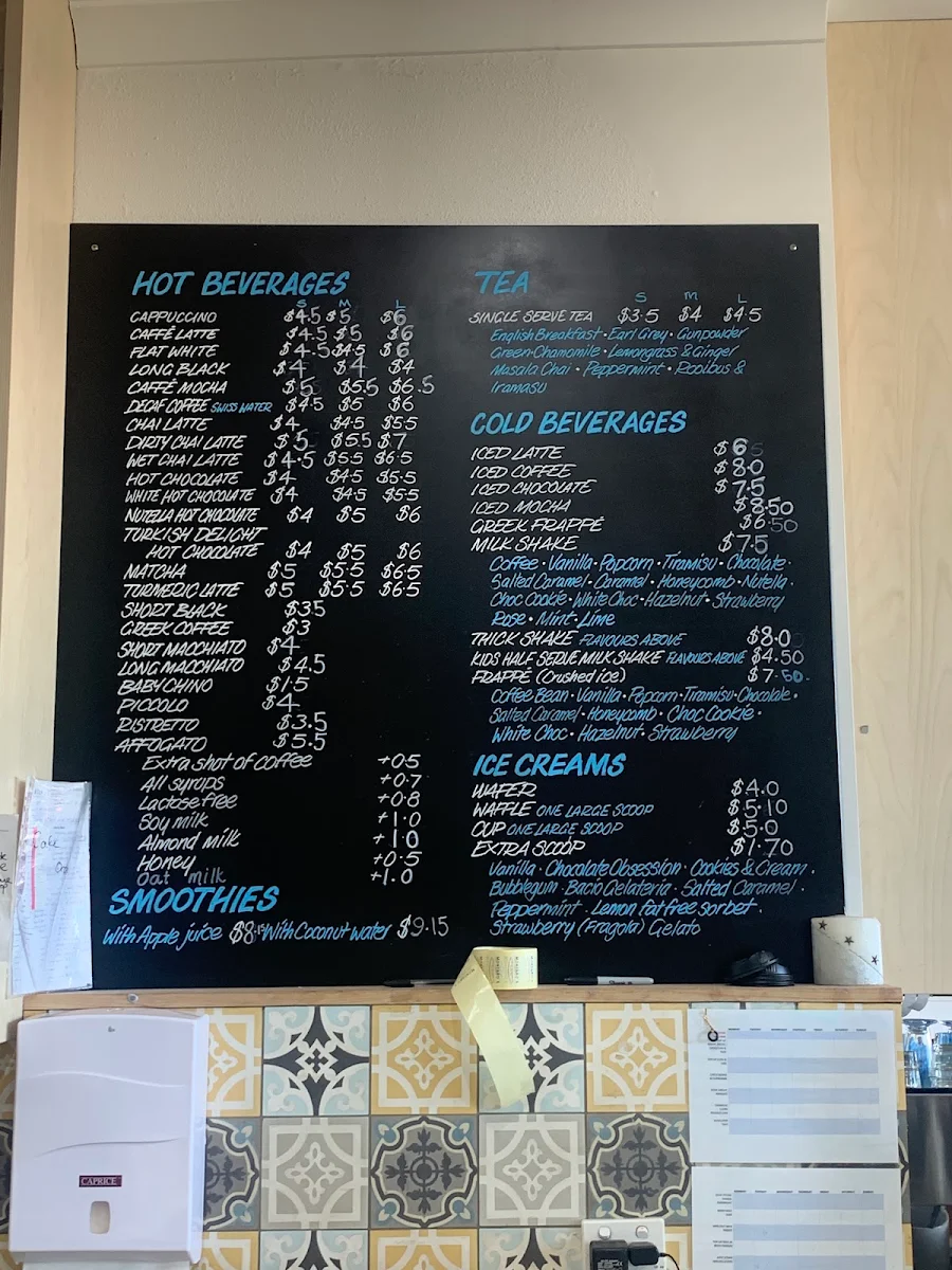 Menu, Montano's Patisserie Cafe.