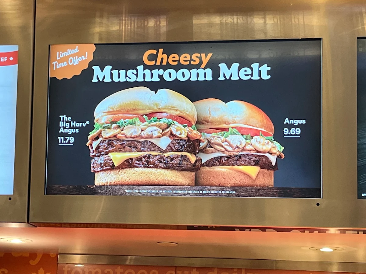 Menu, Harvey's