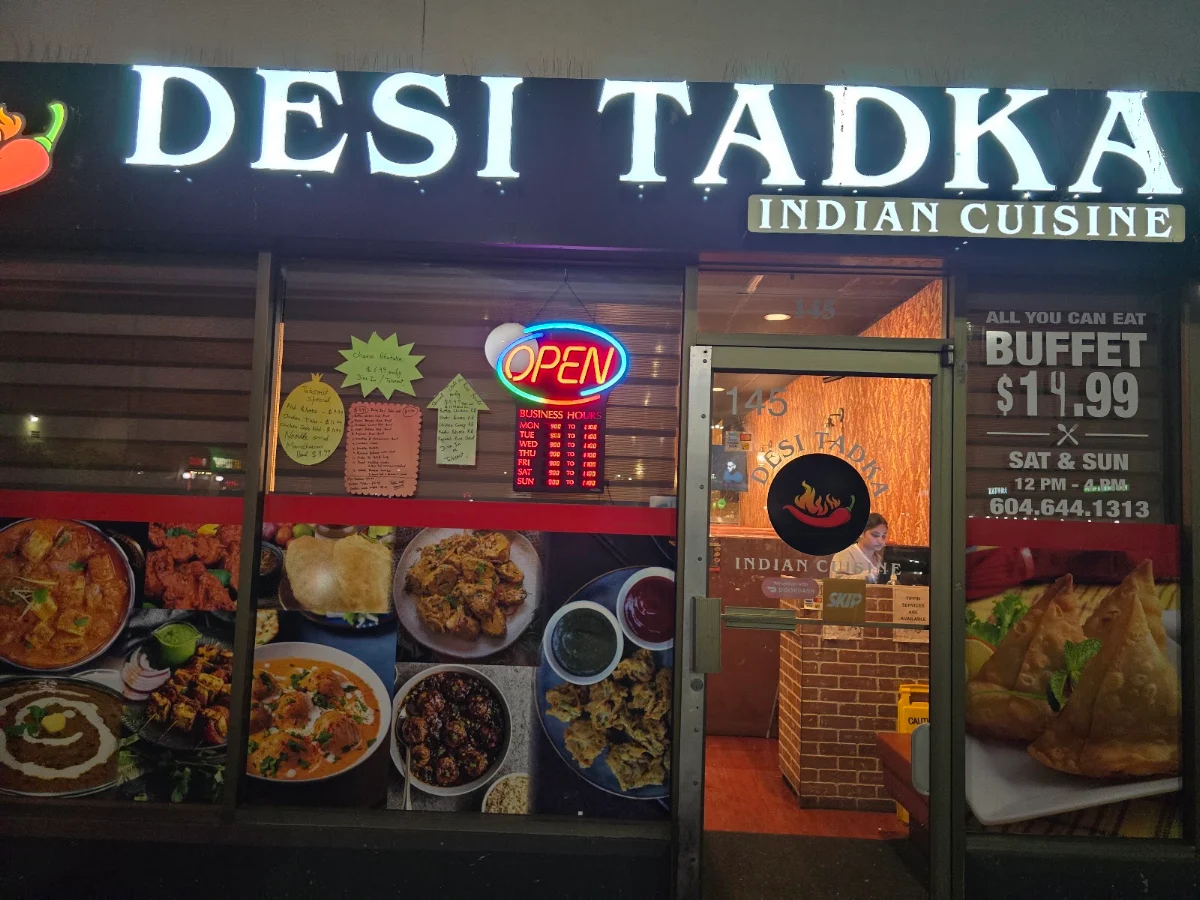 Menu, Desi Tadka Indian Cuisine