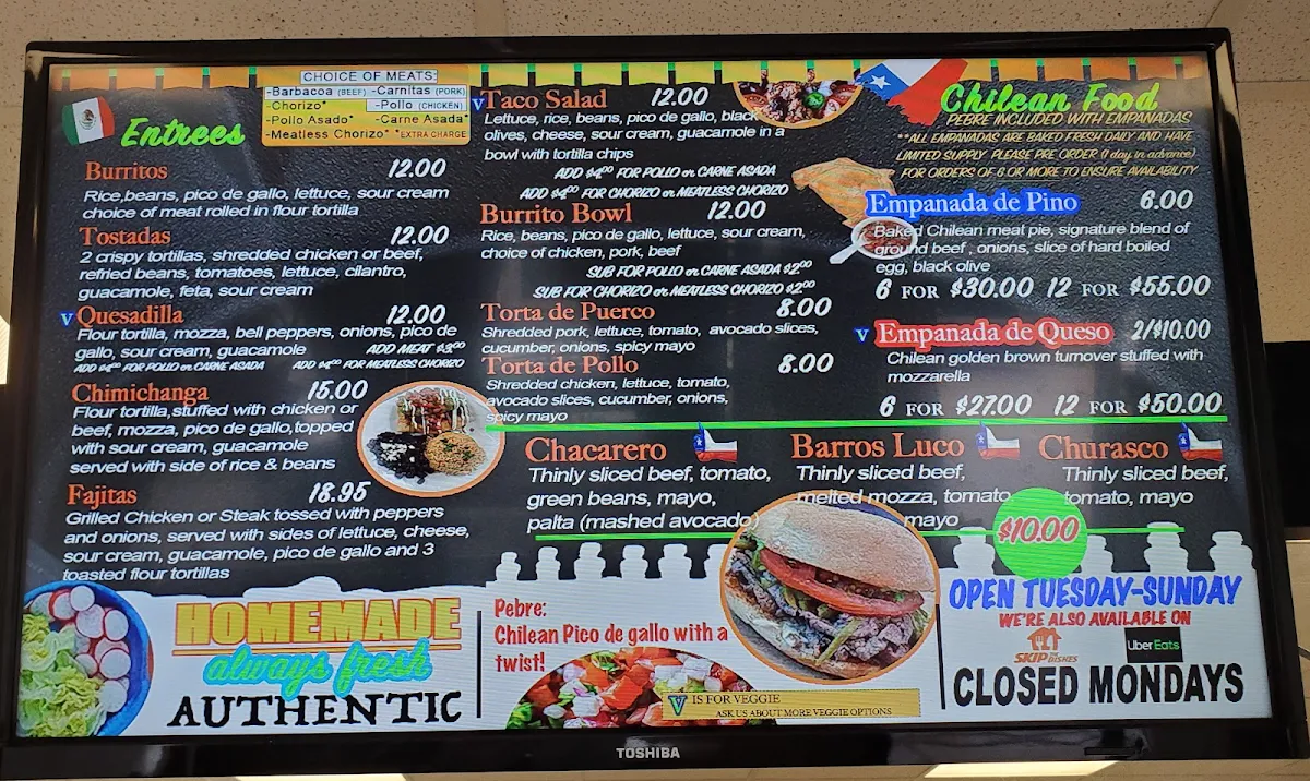 Menu, Sabrosito Restaurant (formerly Don Oso's)