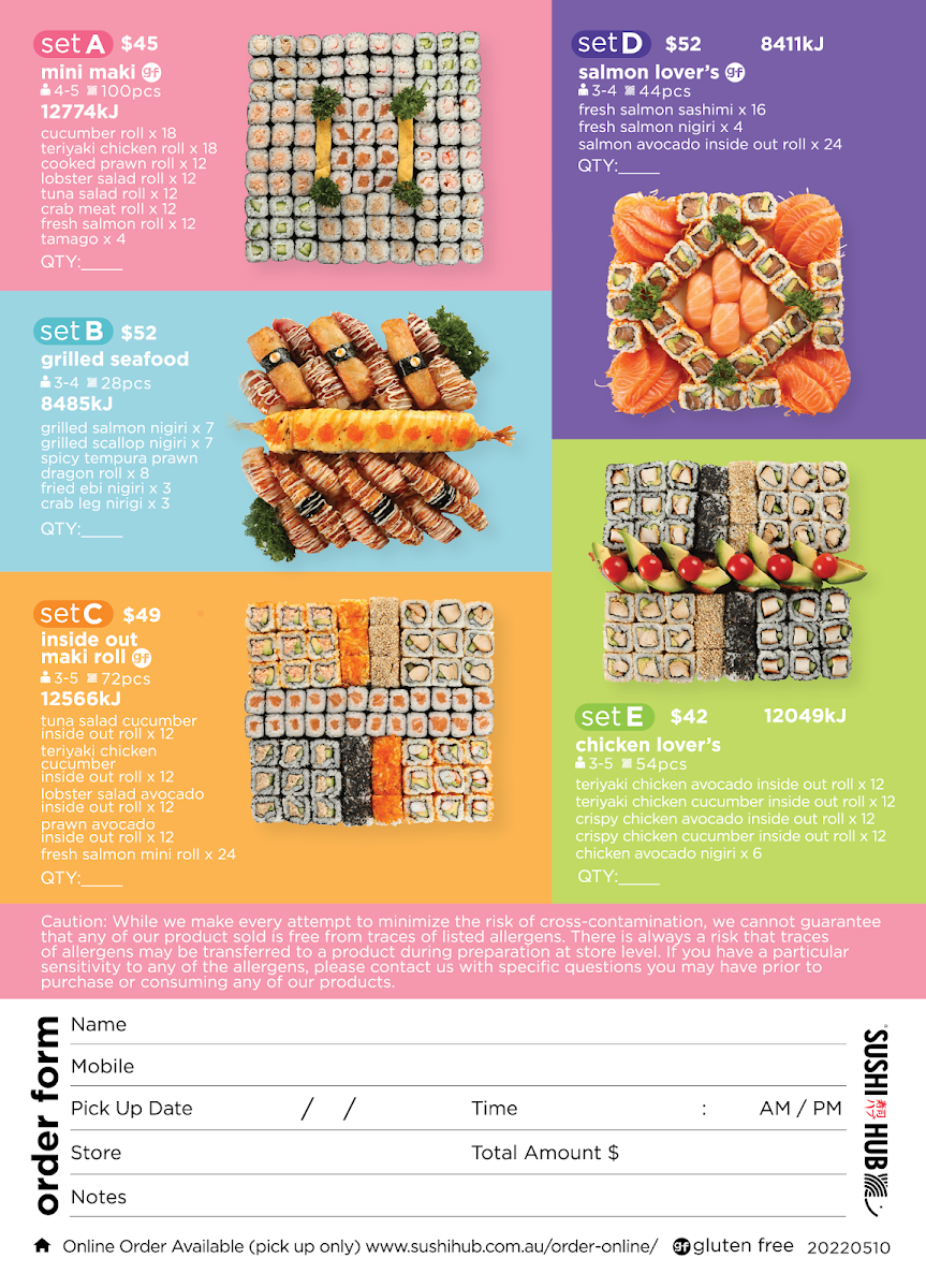 Menu, Sushi Hub Wetherill Park