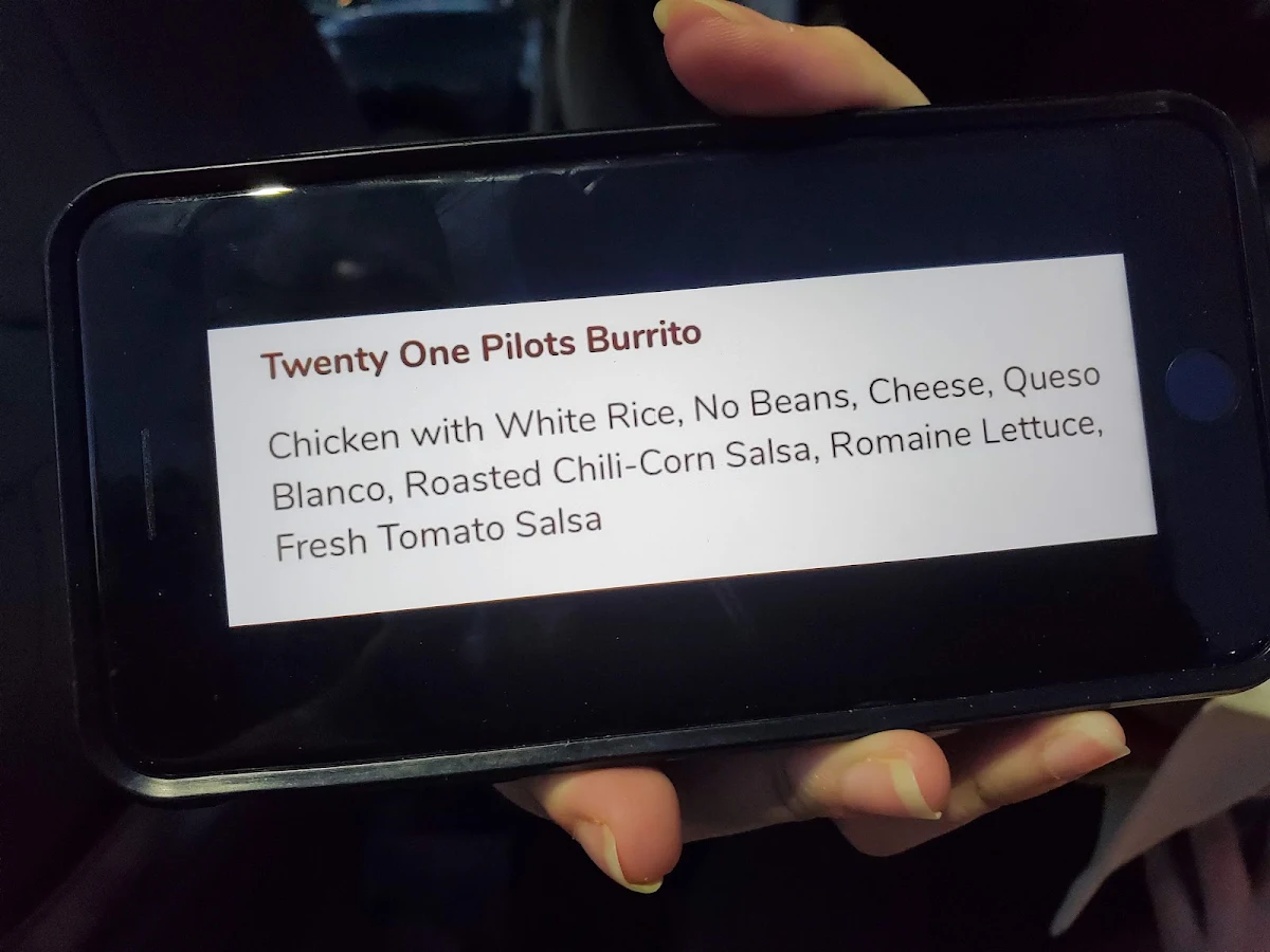 Menu, Chipotle Mexican Grill
