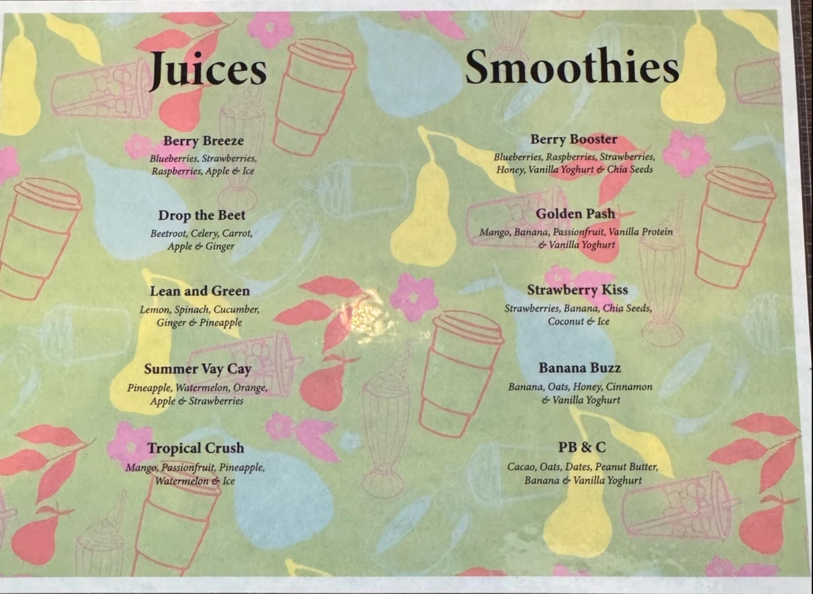 Menu, Golden Brew Cafe Mornington