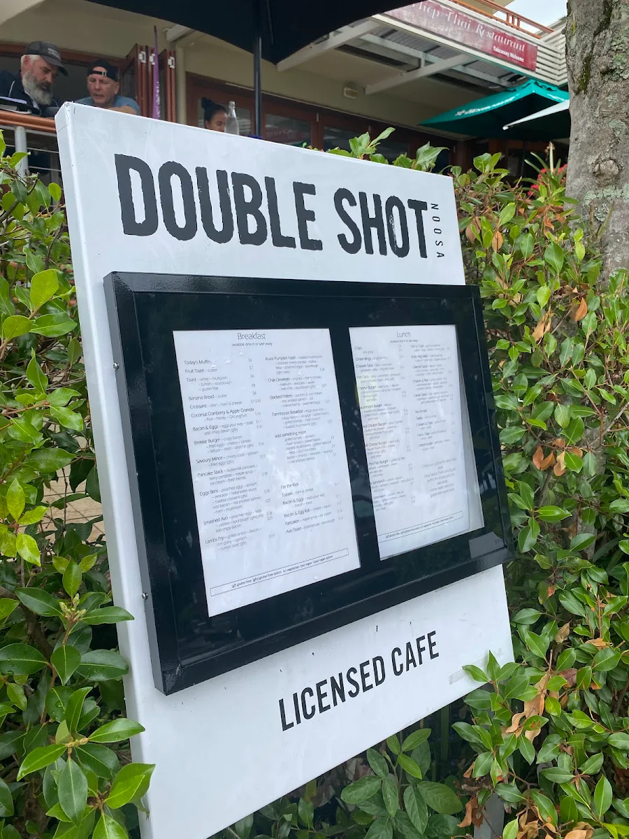 Menu, Double Shot Noosa