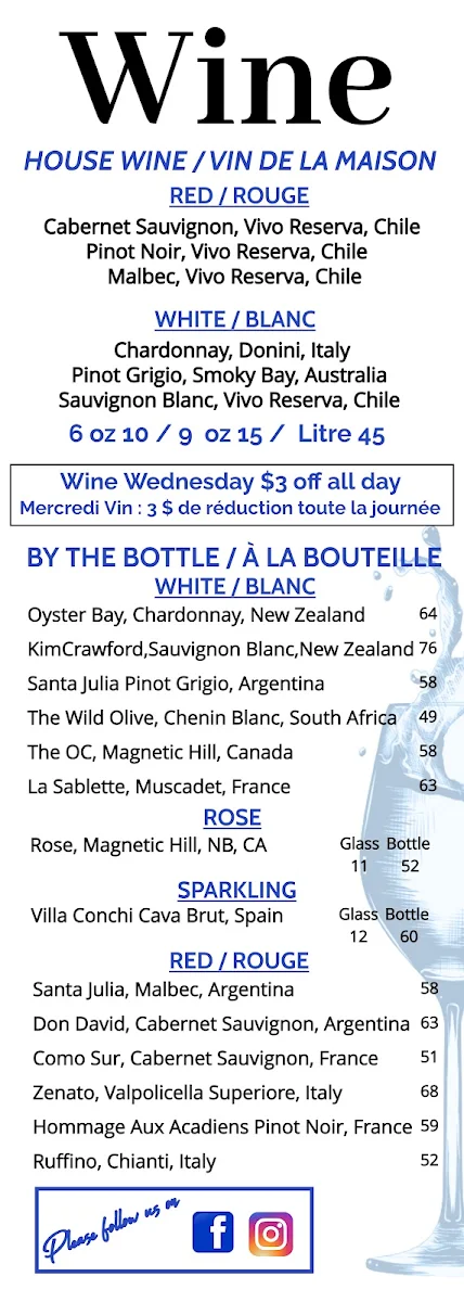 Menu, Blue Lobster Cafe + Kitchen & Lounge