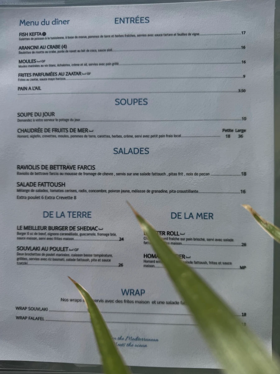 Menu, Blue Lobster Cafe + Kitchen & Lounge