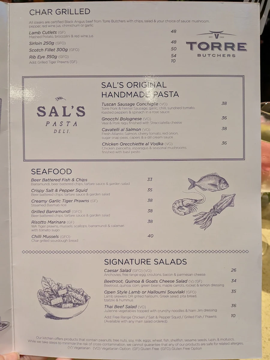 Menu, The Karalee on Preston