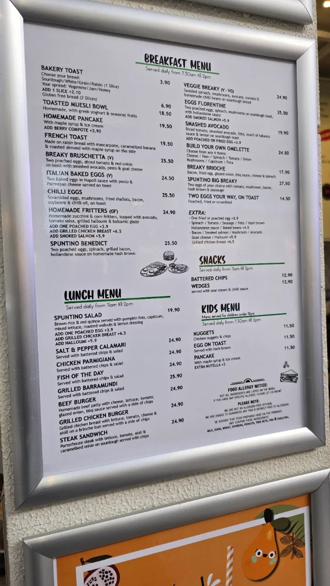 Menu, Spuntino