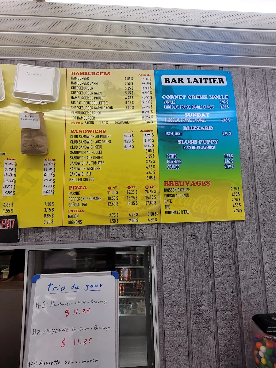 Menu, Casse-Croûte Chez Pat